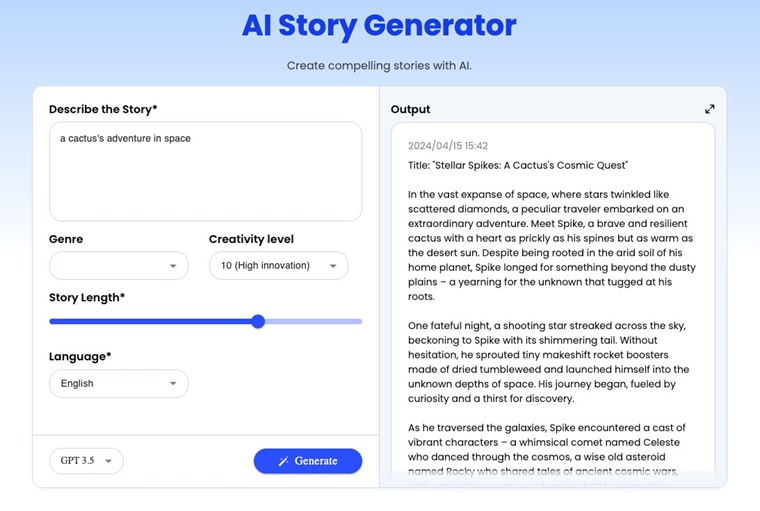Free AI Story Generator