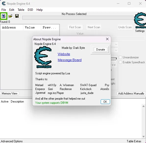 Cheat Engine 6.4 download for Windows 