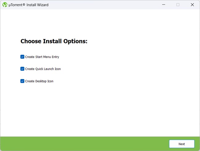Utorrent choosing install options