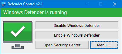 Windows defender is running